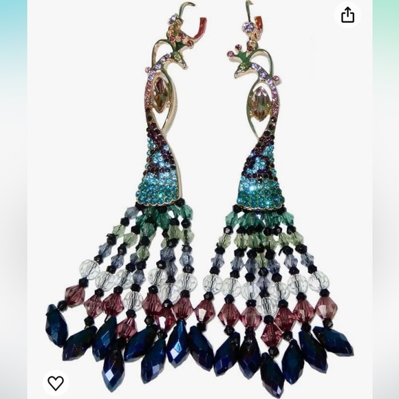New BETSEY JOHNSON peacock statement earringa - Picture 2 of 3